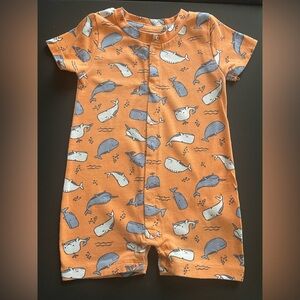 Free Planet Orange and Blue Whale Bodysuit